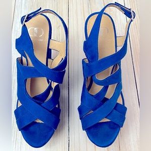Kelsi Dagger Nadeen Electric Blue strappy wedges